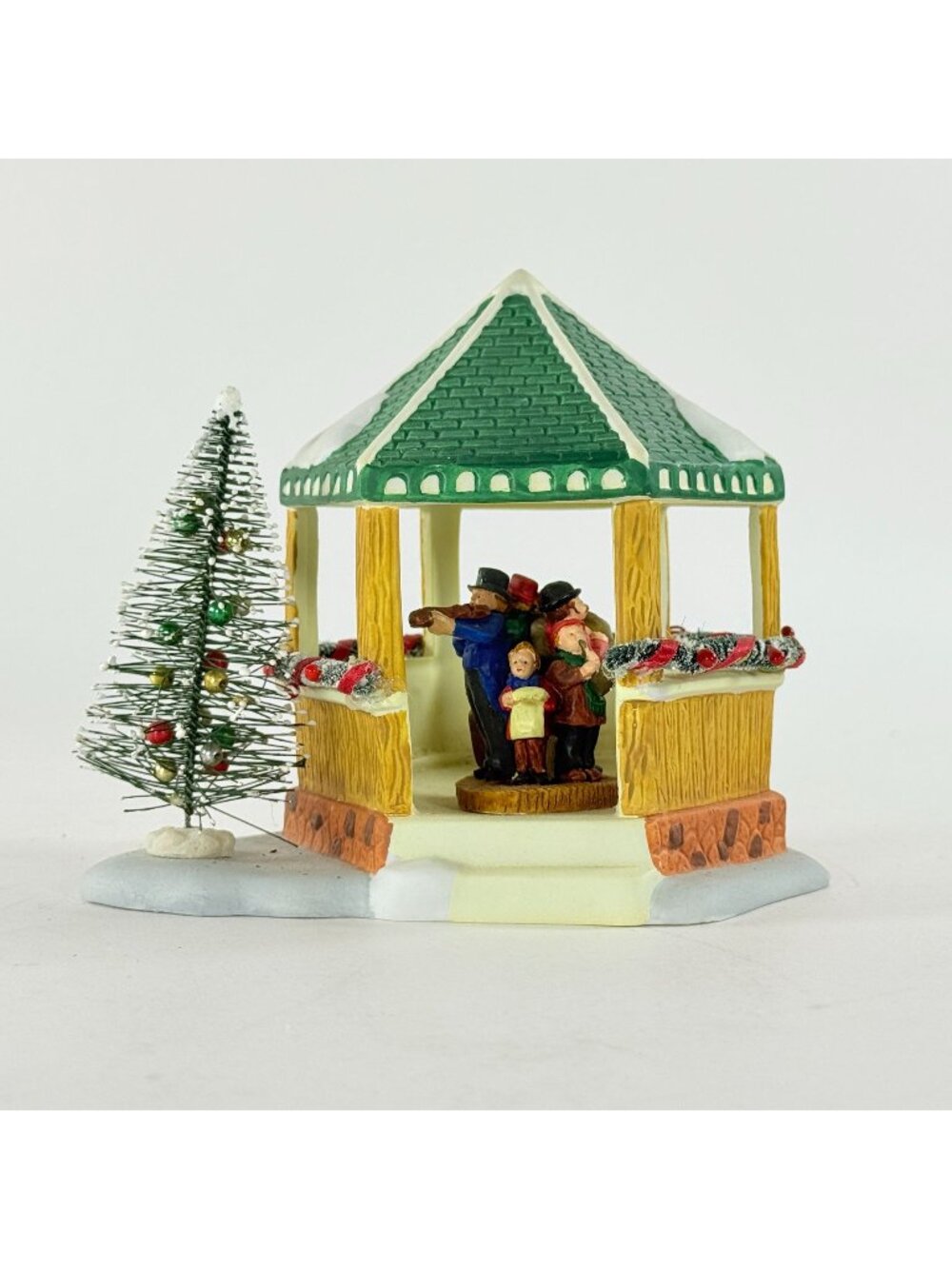 Lemax Vintage 1997 Dickensville Collectables Christmas Gazebo W/Green Tree Scene